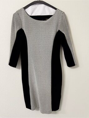 Banana Republic Black & White Diagonal Panel Midi Dress